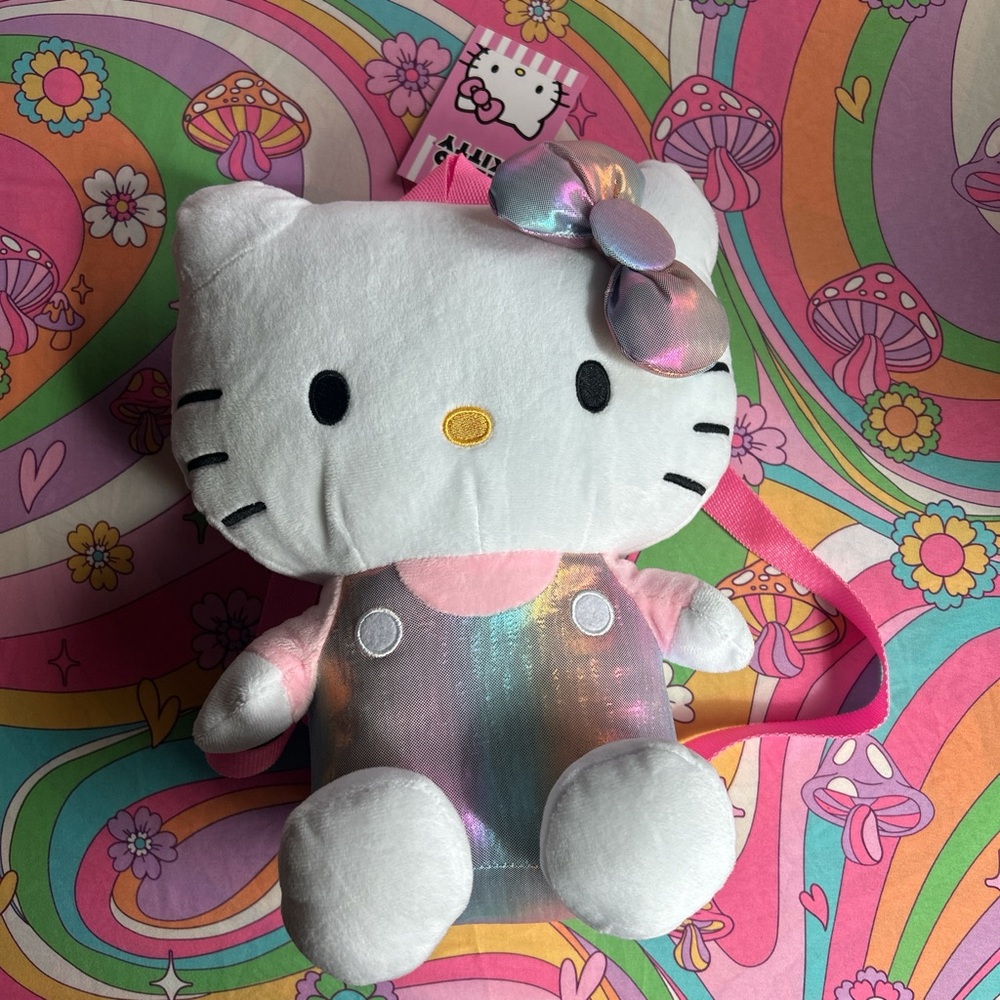 plush hello kitty backpack 🐱🎀🌈✨